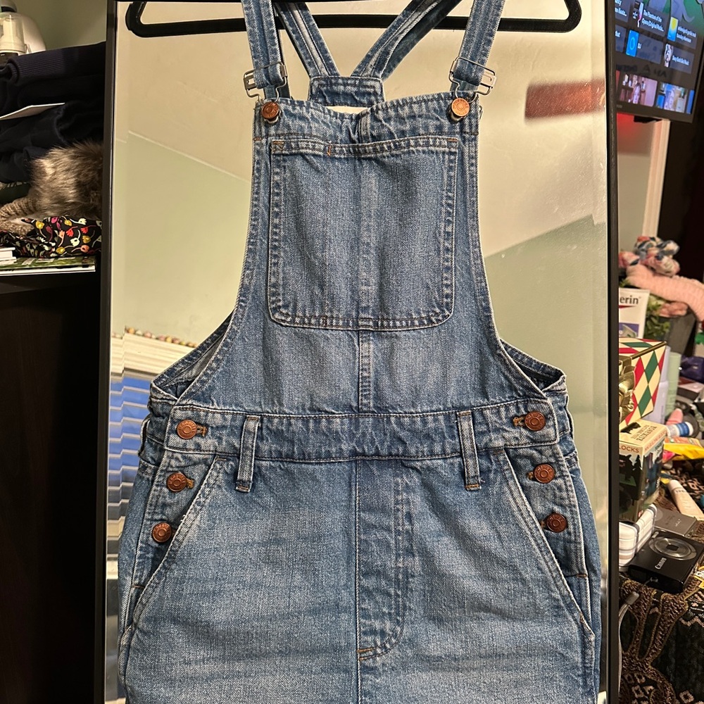 Madewell Light Blue Denim Short Overalls